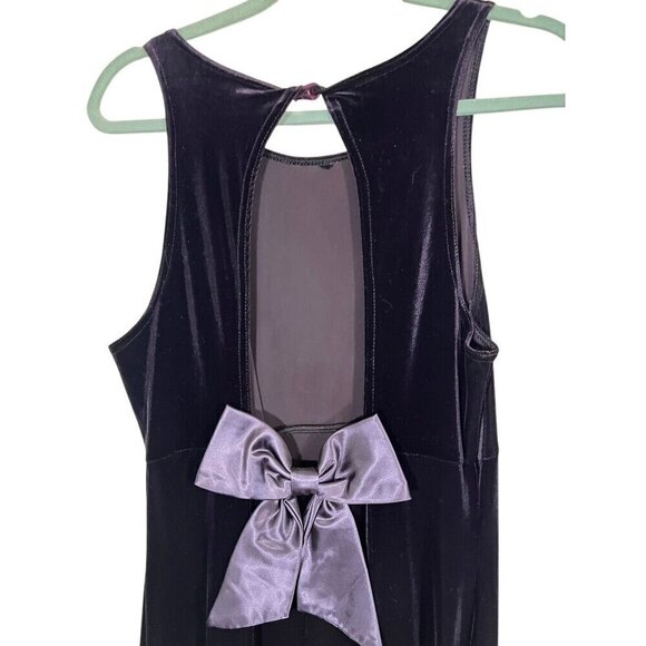 Stevie K Dress L Purple Velour Satin Bow Festival 80s Whimsigoth Fairy Preppy - Picture 3 of 16